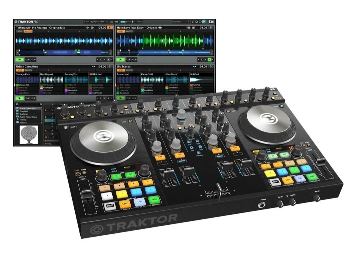 Native Instruments Traktor Kontrol S4 MK2 DJ Controller + Tascam DJ Headphone TH02 + (2) 1/4 cables 18ft ea