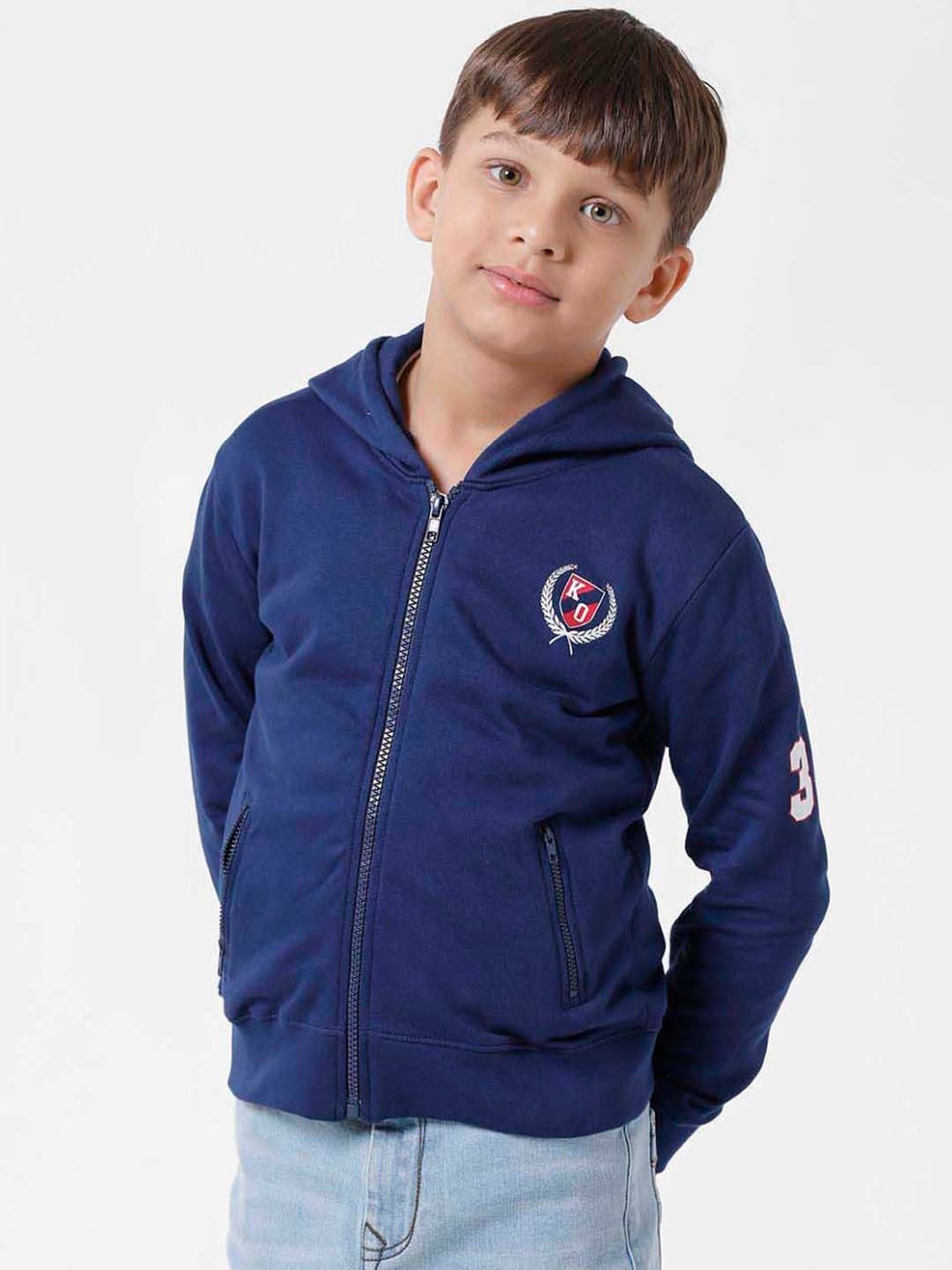 Kate & Oscar Kids Navy Cotton Printed Full Sleeves Sweatshirt