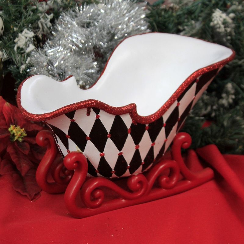 Christmas 10.5" Harlequin Sleigh Black Diamonds  -  Decorative Figurines