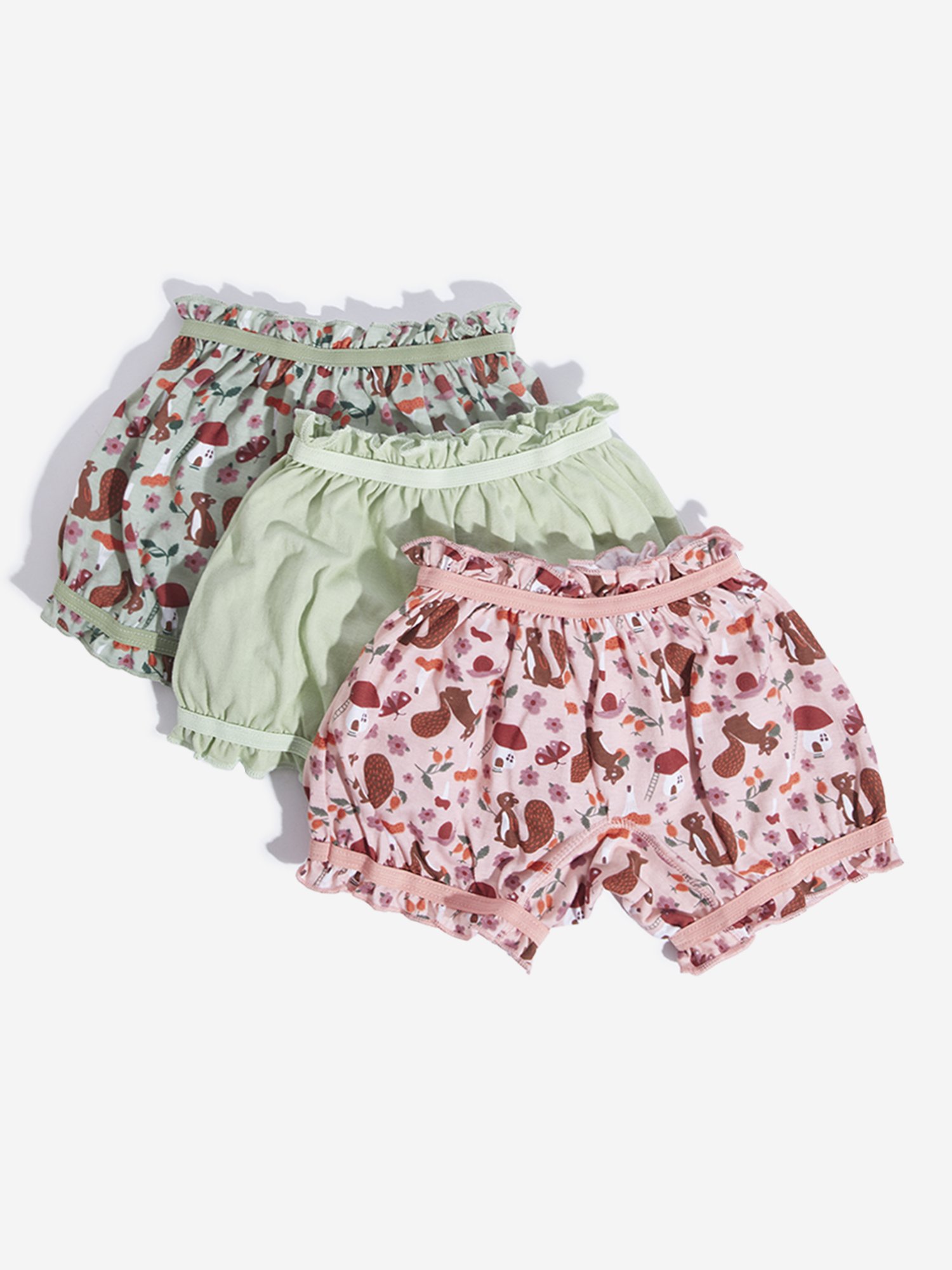 HOP Kids by Westside Multicolour Printed Bloomers - Pack of 3