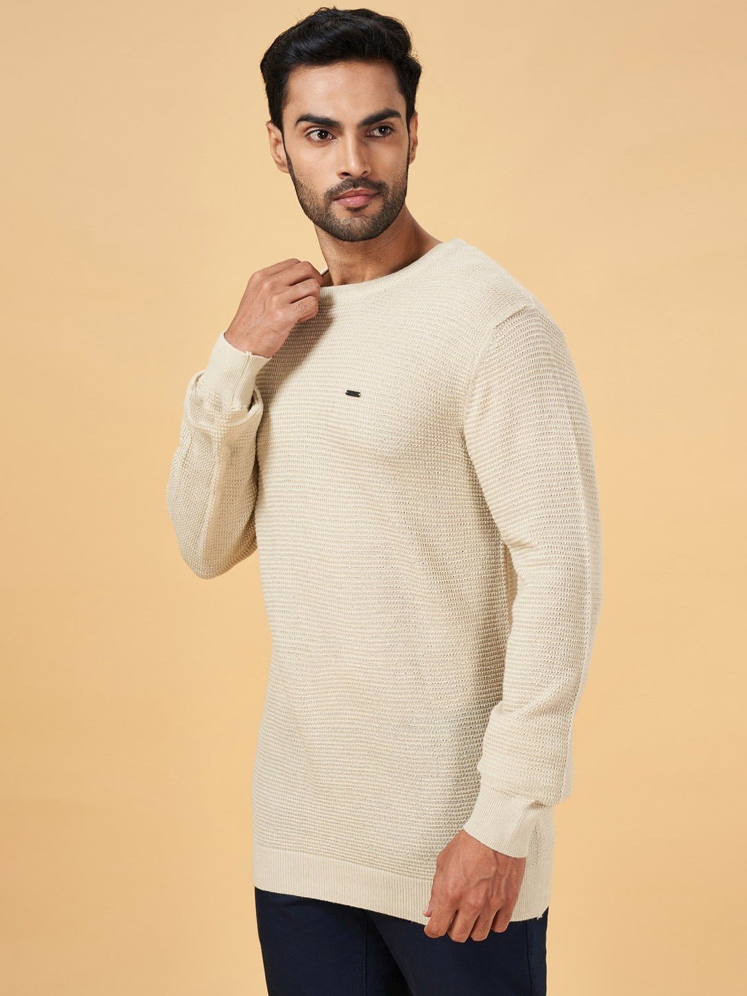 Byford by Pantaloons Off White Slim Fit Sweater