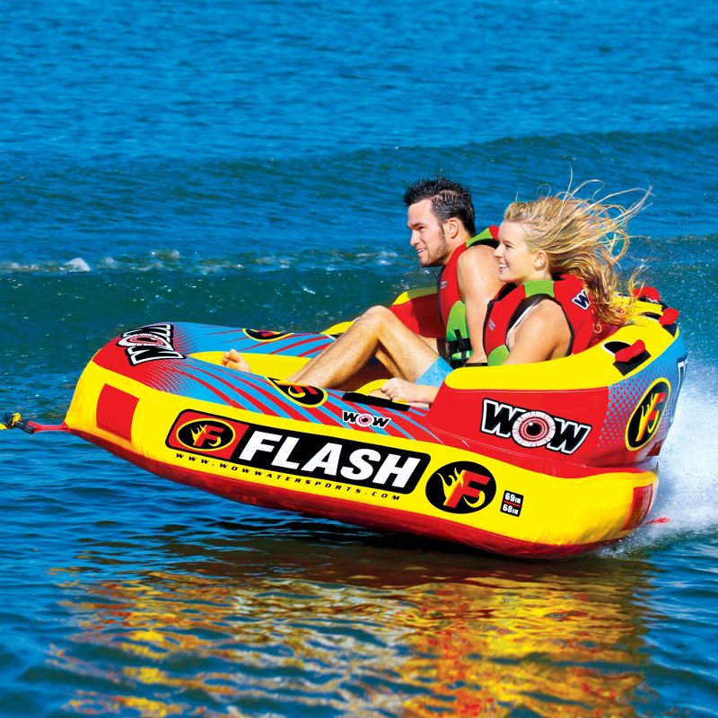 WOW Watersports 1-2 Rider Flash Towable with Secure Cockpit Seating and Hover Bottom Design