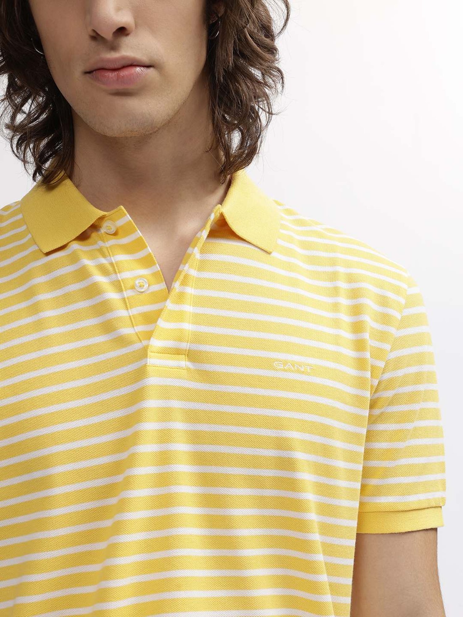 GANT Striped Polo Neck Regular Fit T-Shirt