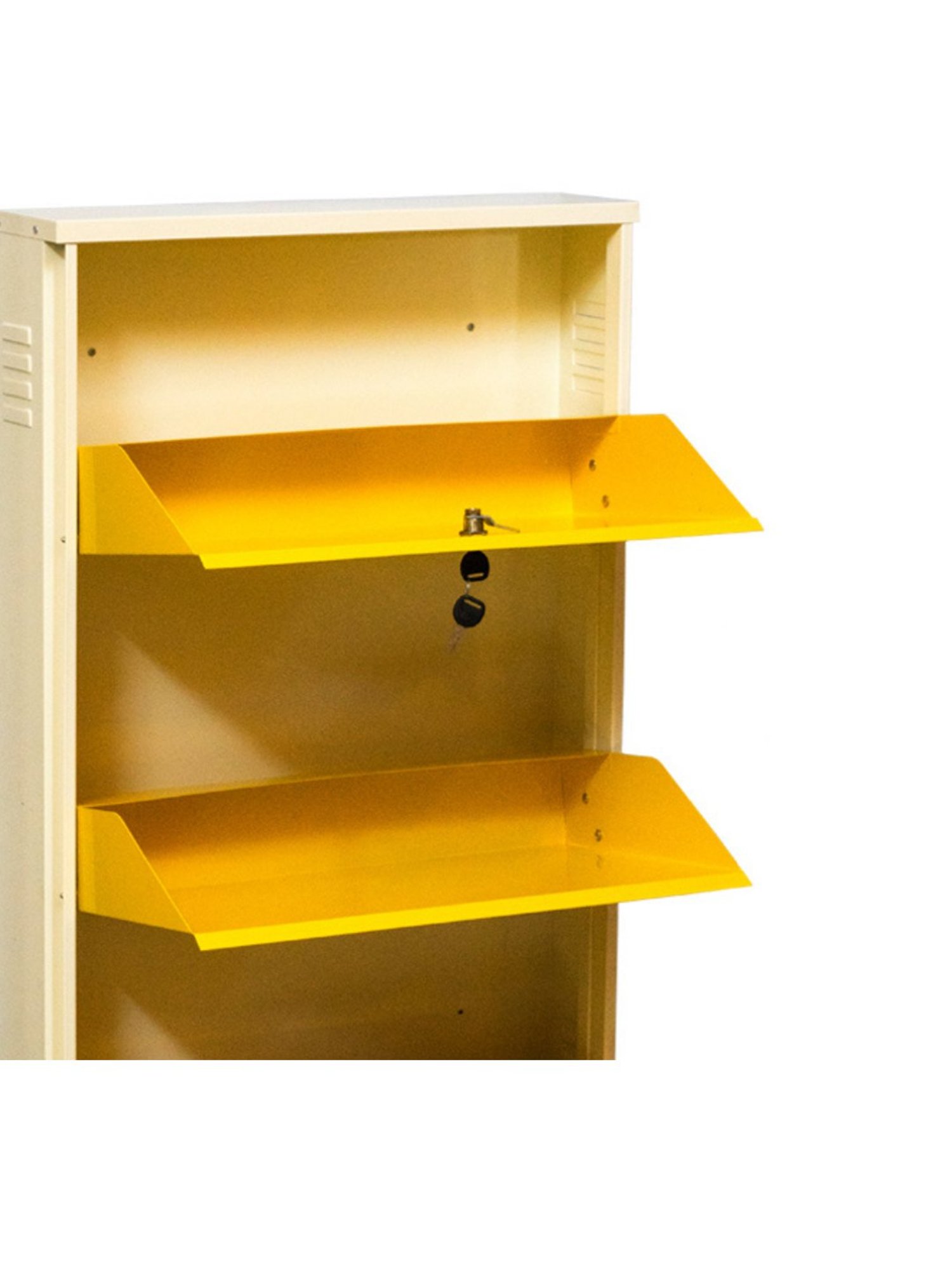 Delite Kom Metal Shoe Rack - 24" 3 Shelf, Ivory Green, PowderCoat, Wall Mount, DIY