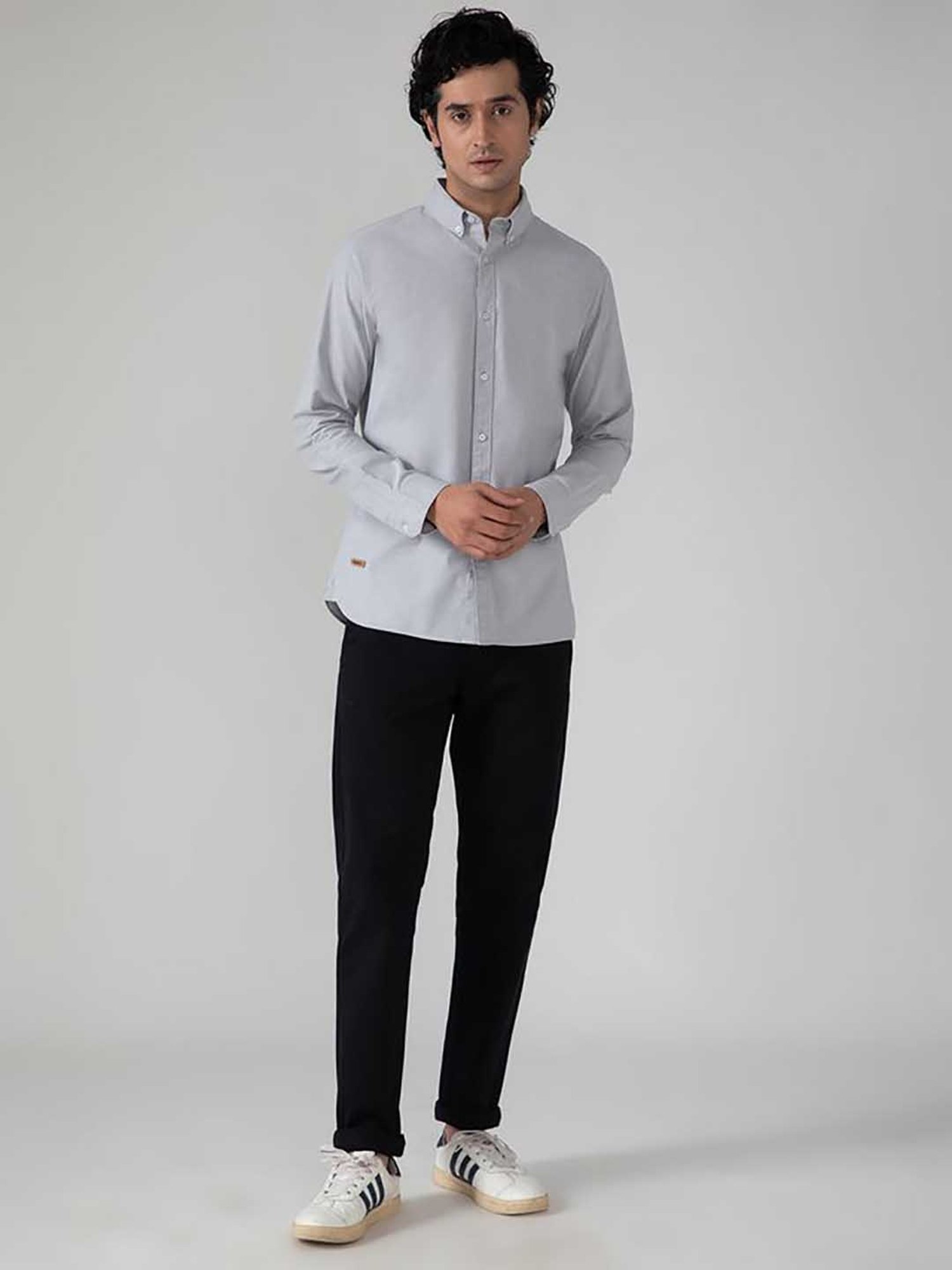 SUBTRACT Stone Grey Slim Fit Shirt