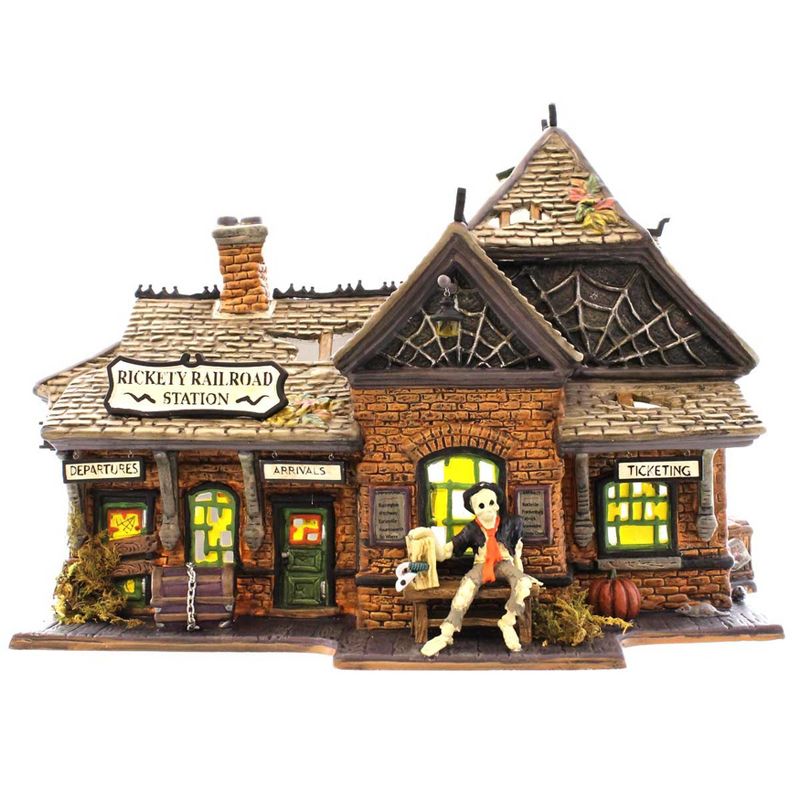 Department 56 House 8.0" Rickety Railroad Station Halloween Spooky  -  Decorative Figurines
