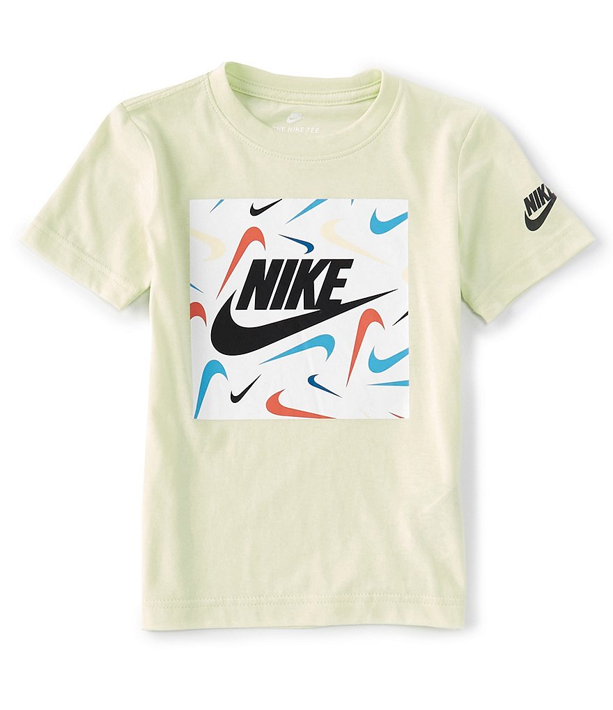 Nike Little Boys 2T-7 Short-Sleeve Swoosh AOP Block Logo Tee