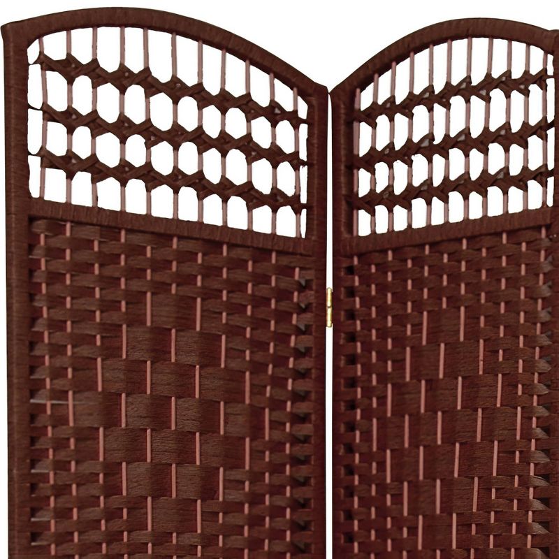 5 1/2 ft. Tall Fiber Weave Room Divider - Dark Red (5 Panel)