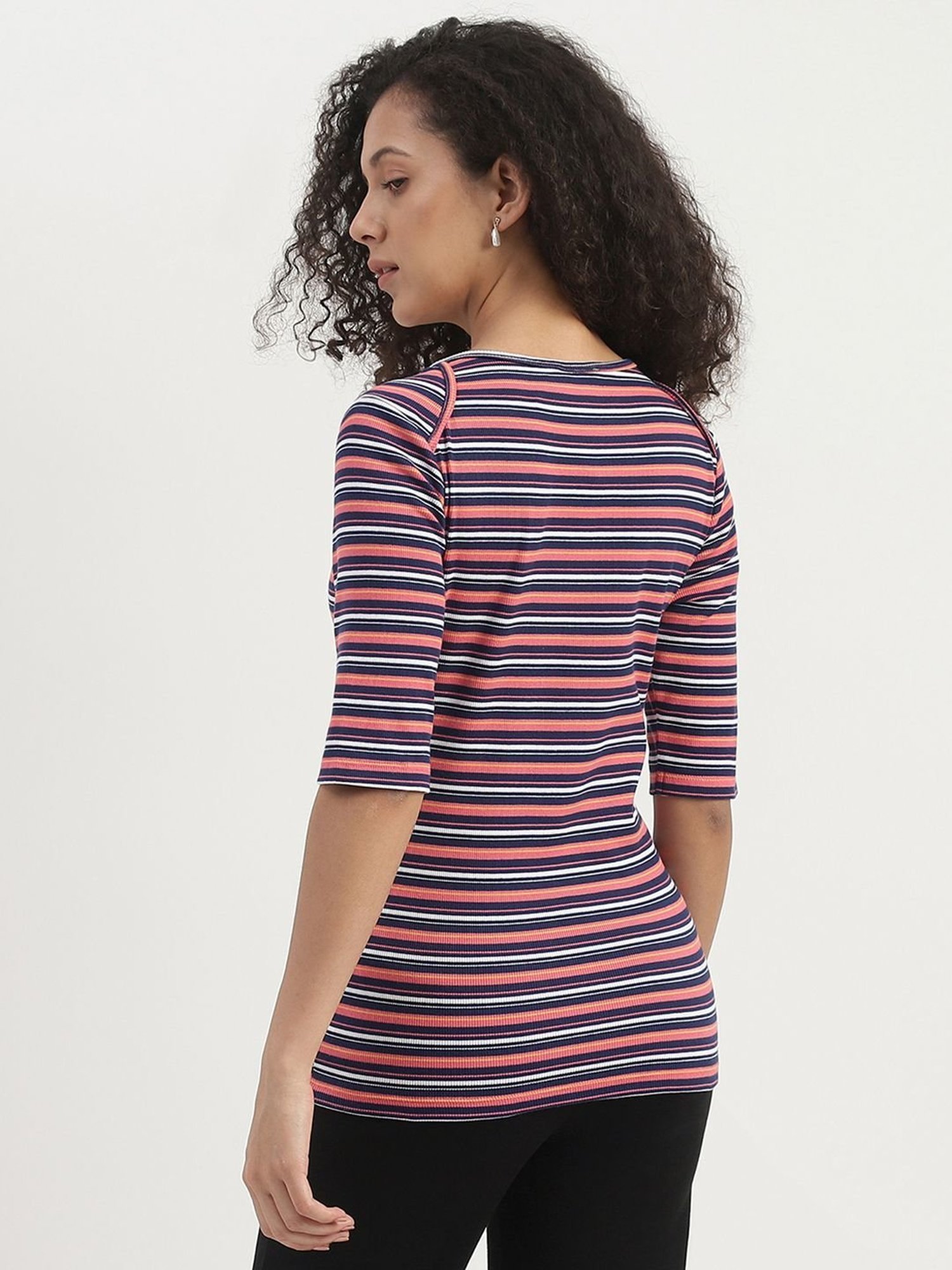 United Colors of Benetton Pink Cotton Striped Top