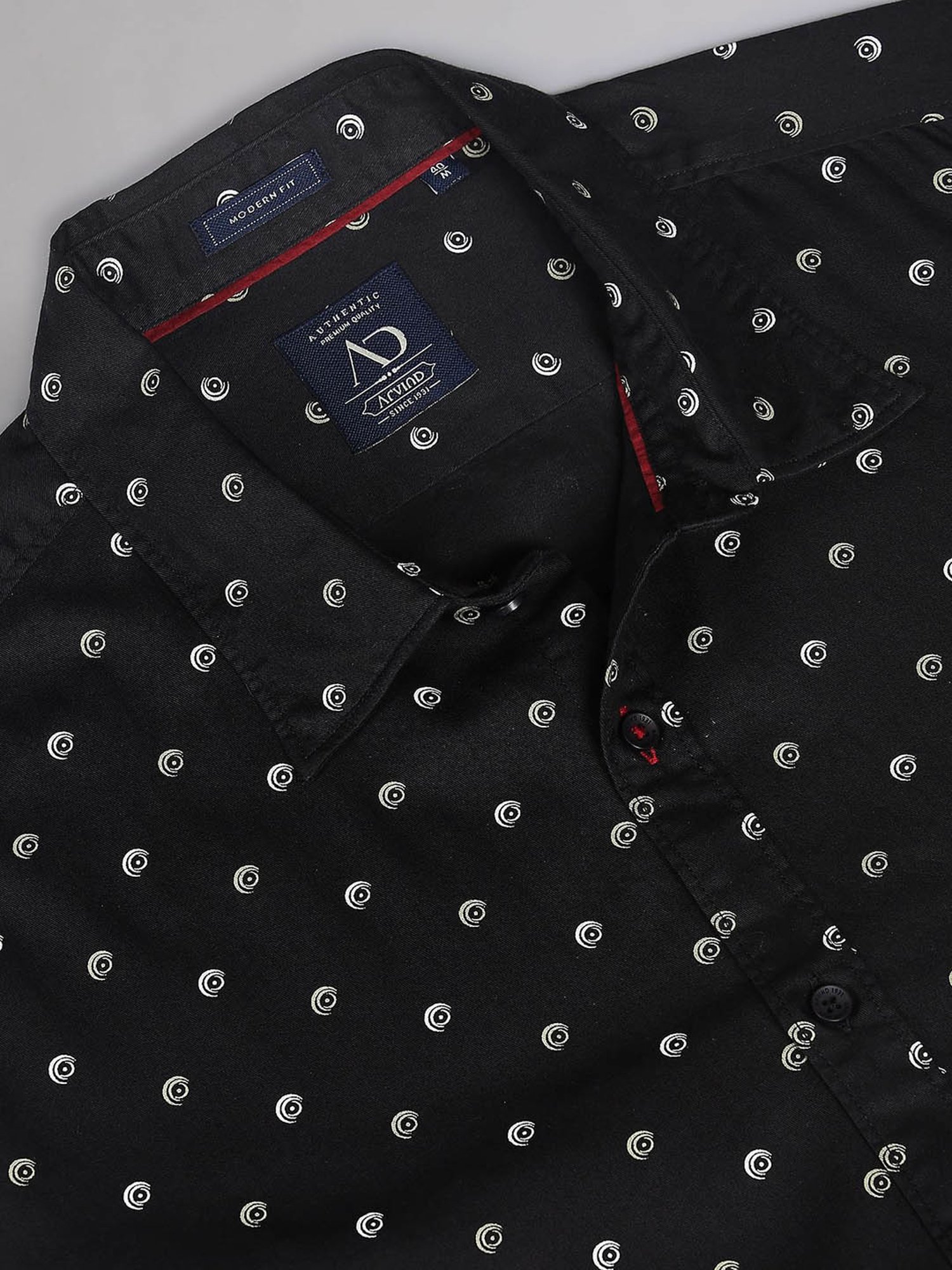 AD by Arvind Black Slim Fit Printed Shirt