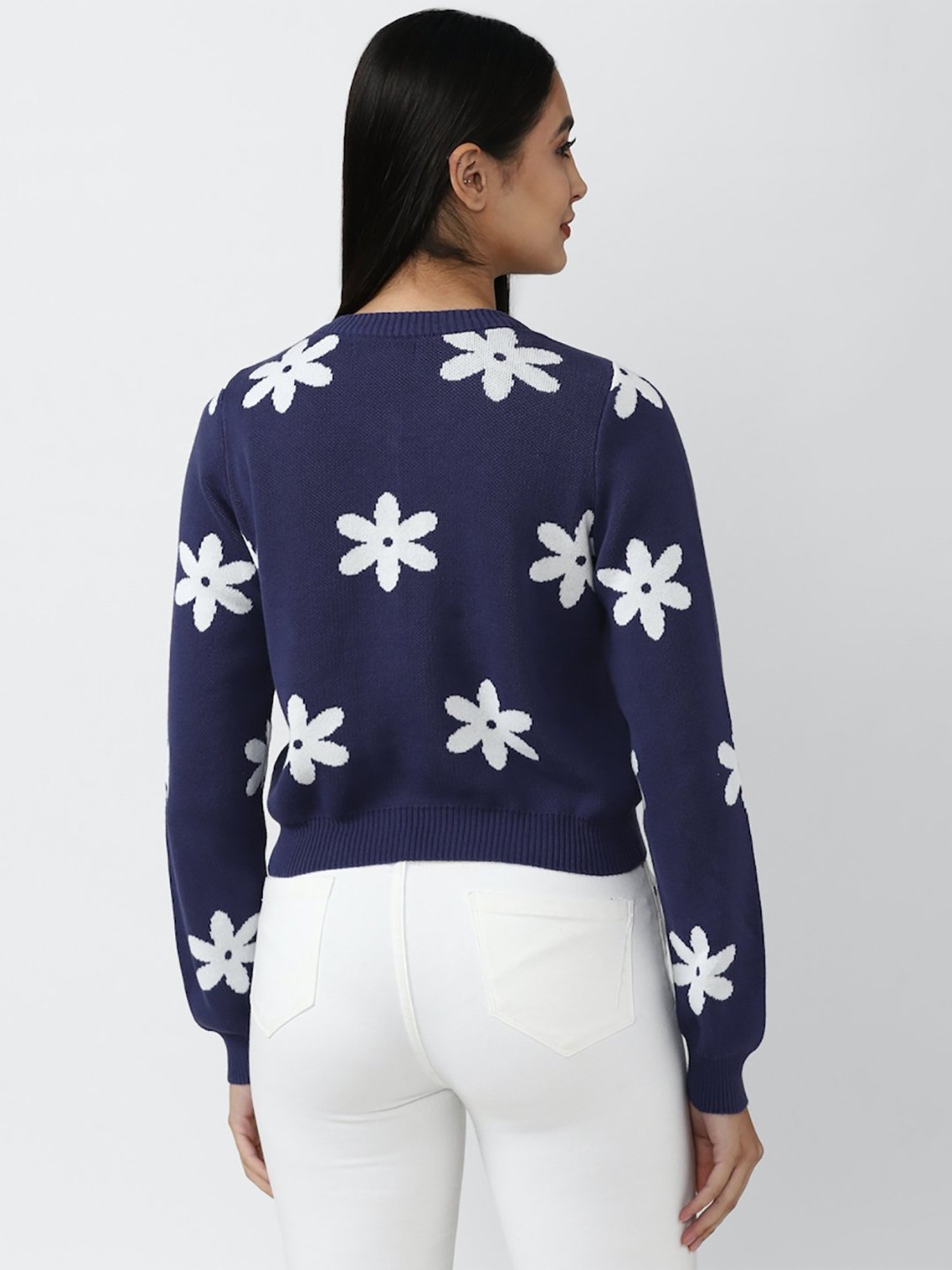 Forever 21 Navy Round Neck Cardigan