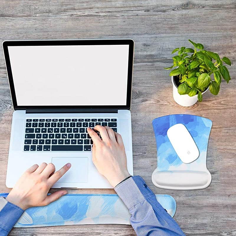 Ergonomic Mouse Pad with Wrist Support Gel and Keyboard Wrist Rest Pad, Mouse Wrist Cushion Support for Office, Computer, Laptop, Mac, Comfortable,and Pain Relief, Black Brain