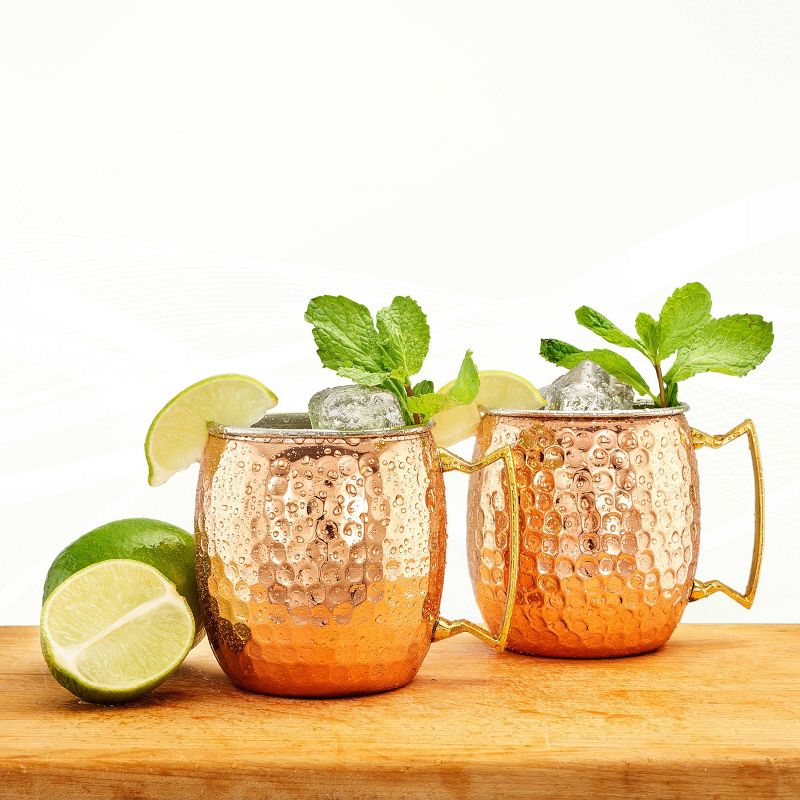 Old Dutch 16oz 2pk Stainless Steel Hammered Moscow Mule Mugs Copper
