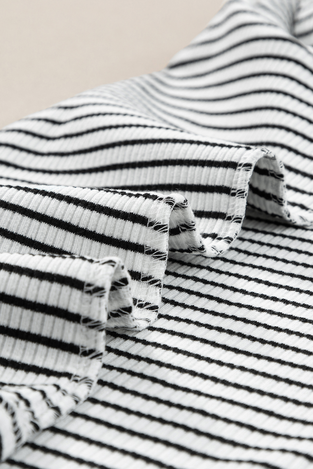 White Striped Print Cutout Ribbed Knit Tank Top