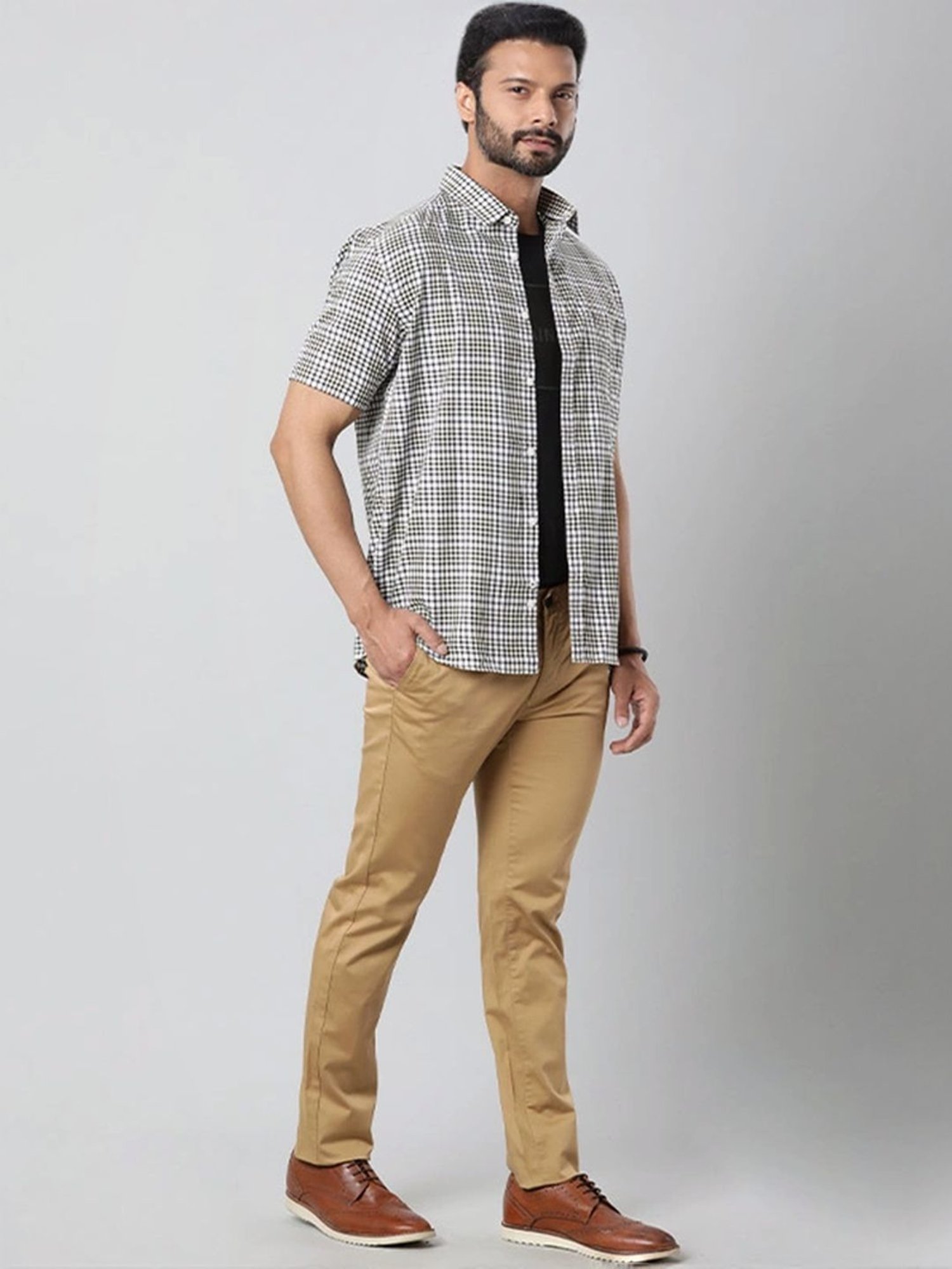 Indian Terrain Khaki Slim Fit Trousers