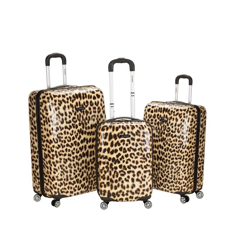 Rockland Leopard 3pc Polycarbonate/ABS Spinner Luggage Set - Leopard