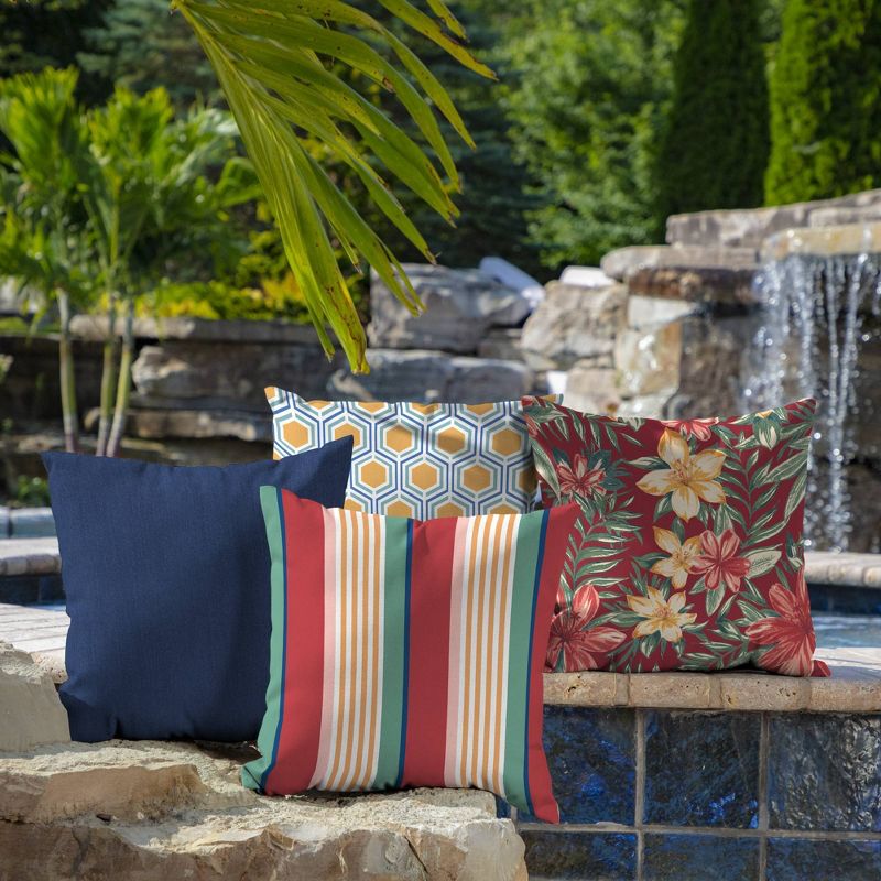 2pk Keeley Stripe Outdoor Throw Pillows Red - Arden Selections