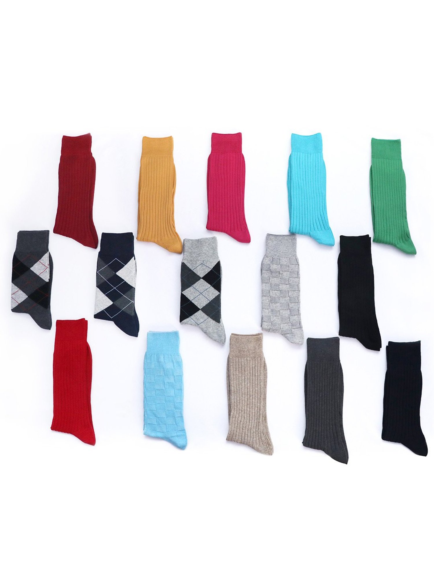 BALENZIA Multicolor Self Design Crew And Ankle Length Socks - Pack of 15