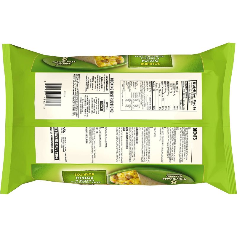 El Monterey Egg, Sausage, Cheese & Potato Frozen Burritos - 36oz/8ct