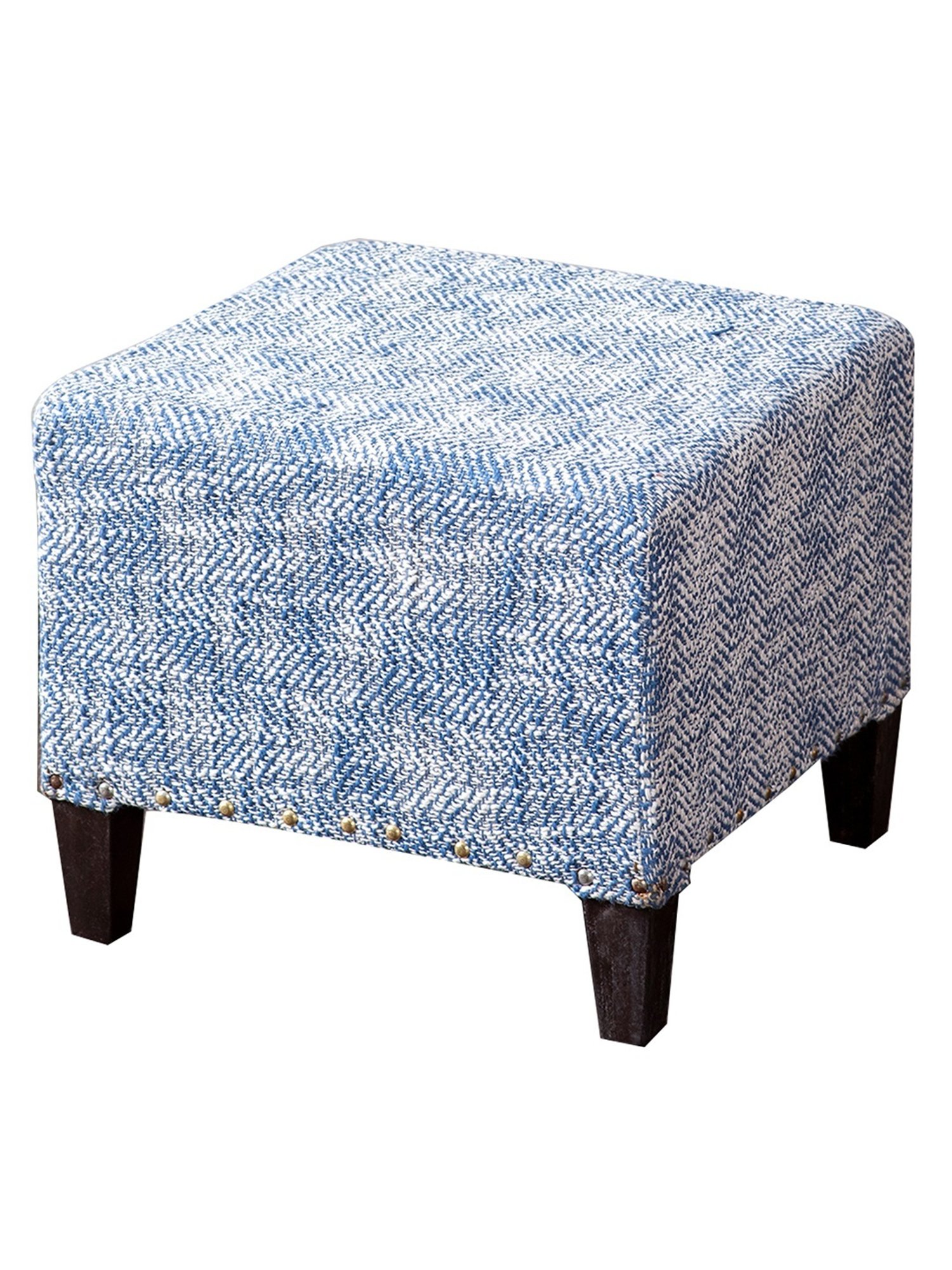 Nestroots Printed Blue Cotton Canvas Center Benche