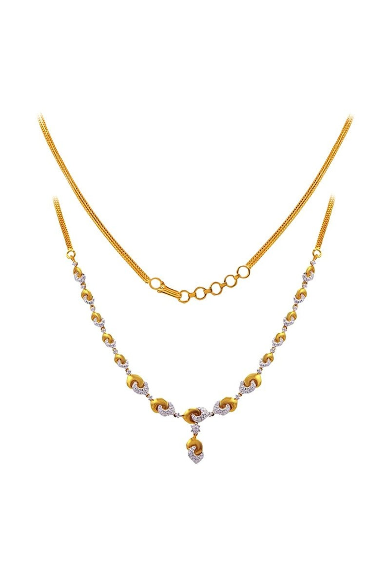 Mia by Tanishq 14 Karat Yellow Gold Two to Tango Diamond Necklace