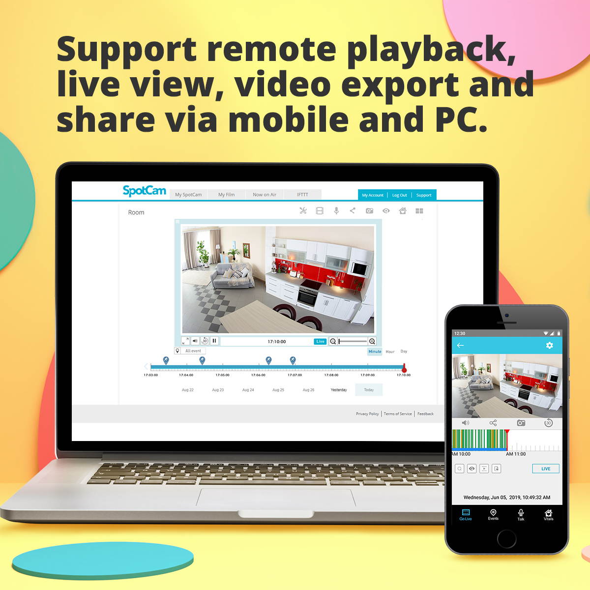 SpotCam Pano Wireless Home Security Camera, 1080P HD, 180-degree Panoramic View, Indoor, Night Vision, Two-Way Talk, Motion & Sound Alert, Alarm Siren, Free Fulltime Continuous Cloud Recording