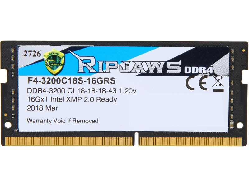 G.SKILL Ripjaws SO-DIMM 8GB 260-Pin DDR4 SO-DIMM DDR4 3200 (PC4 25600) Laptop Memory Model F4-3200C18S-8GRS