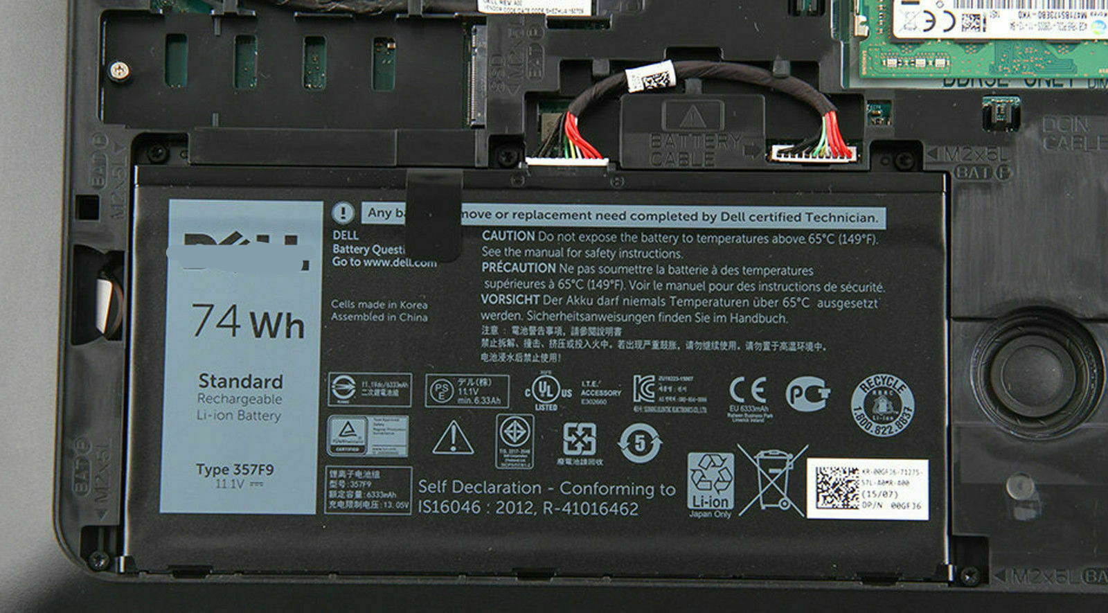 357F9 71JF4 Laptop Battery for Dell Inspiron 15 7559 7000 7566 7567 INS15PD-1548B INS15PD-1748B  INS15PD-1848B(11.4V 74Wh)