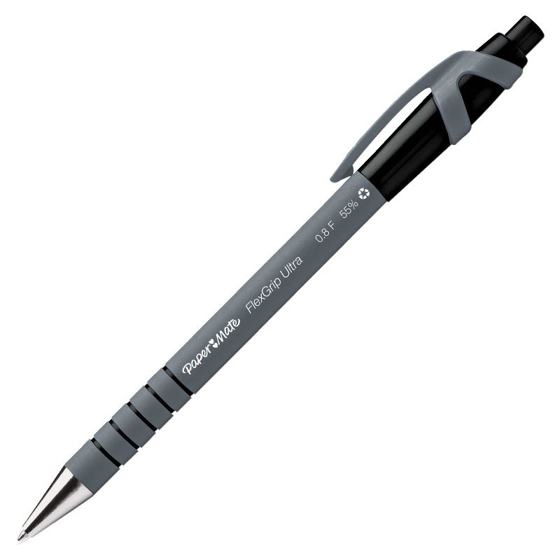 Paper Mate FlexGrip Ultra Retractable Ballpoint Pen, Black, pk of 12