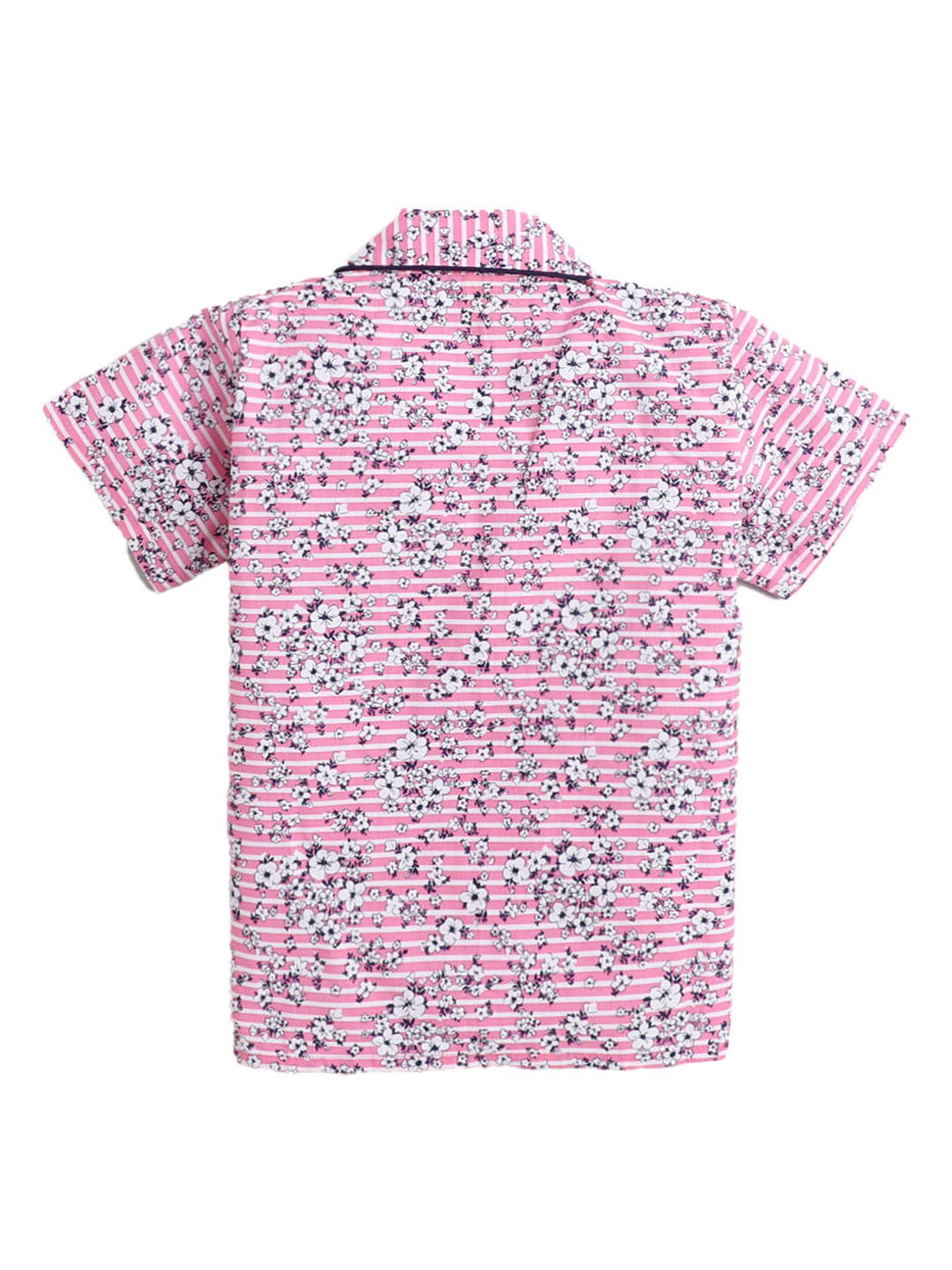 The Magic Wand Boys Pink Floral Print Shirt with Pyjamas