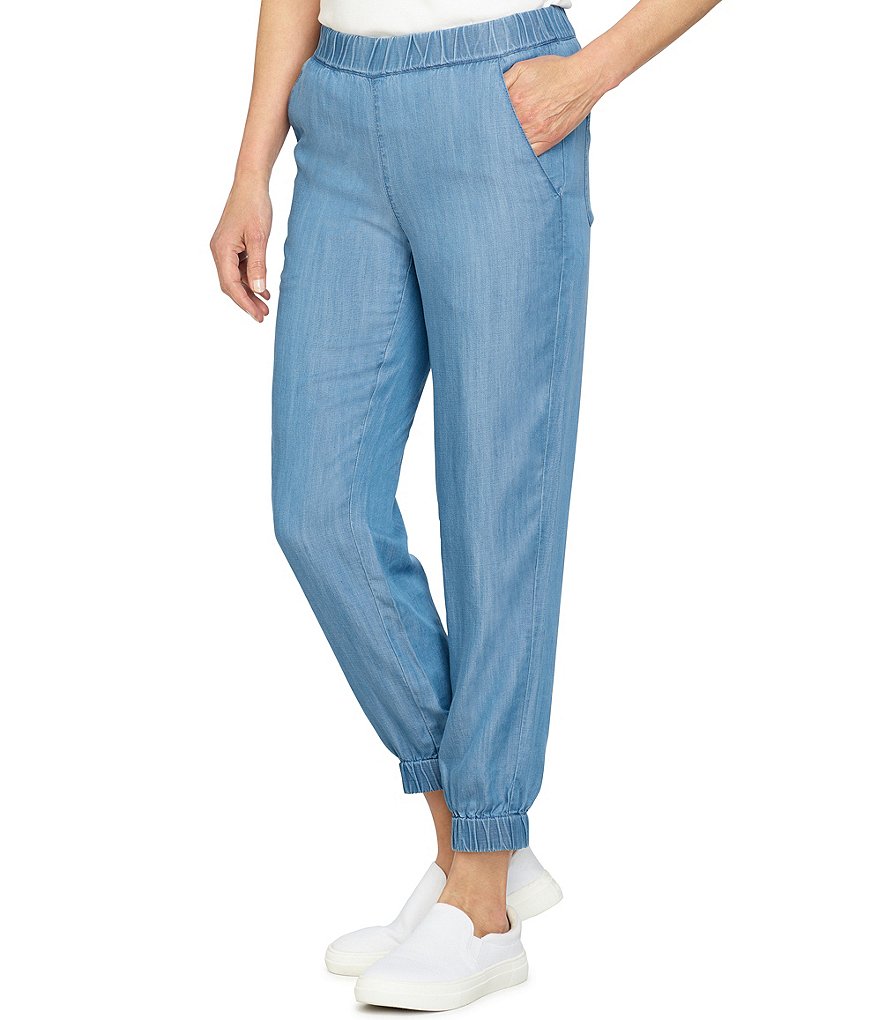 Ruby Rd. Tencel Pull-On Stretchy Rib Hem Ankle Pants