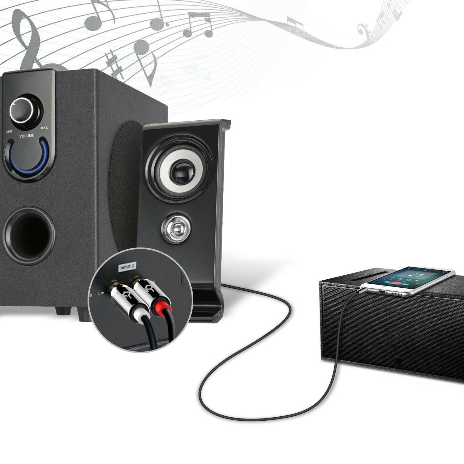 Rankie RCA Cable 3.5mm to 2 RCA Audio Auxiliary Stereo Y Splitte 6FT