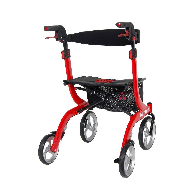 Drive Medical Nitro Euro Style Walker Rollator, Red