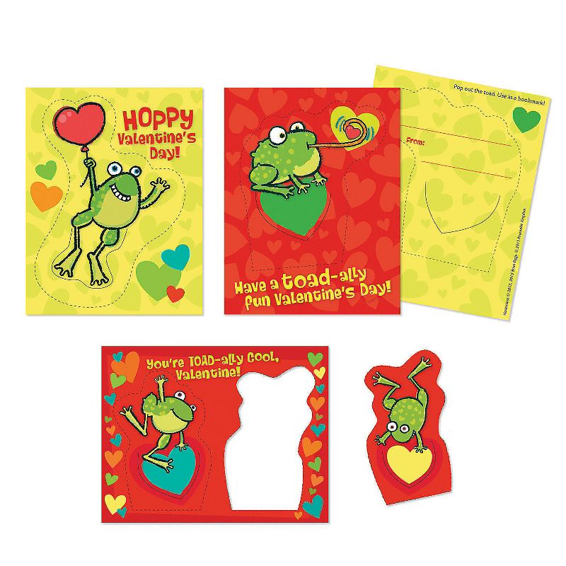MindWare Pop-Out Frog Bookmark Valentines - 28 Cards, 28 Envelopes