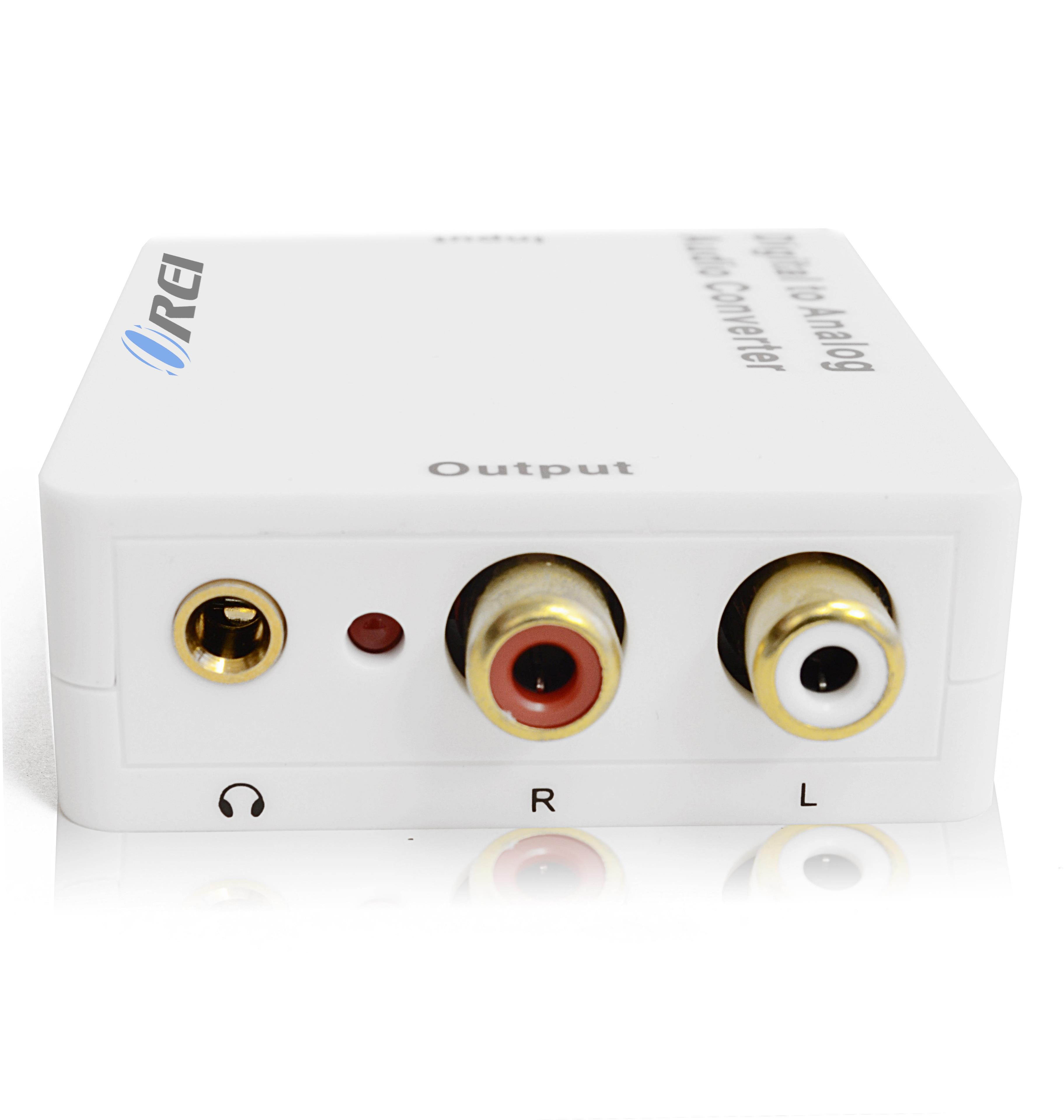 Orei DA21 Optical SPDIF/Coaxial Digital to RCA L/R Analog Audio Converter with 3.5mm Jack Support Headphone/Speaker Outputs
