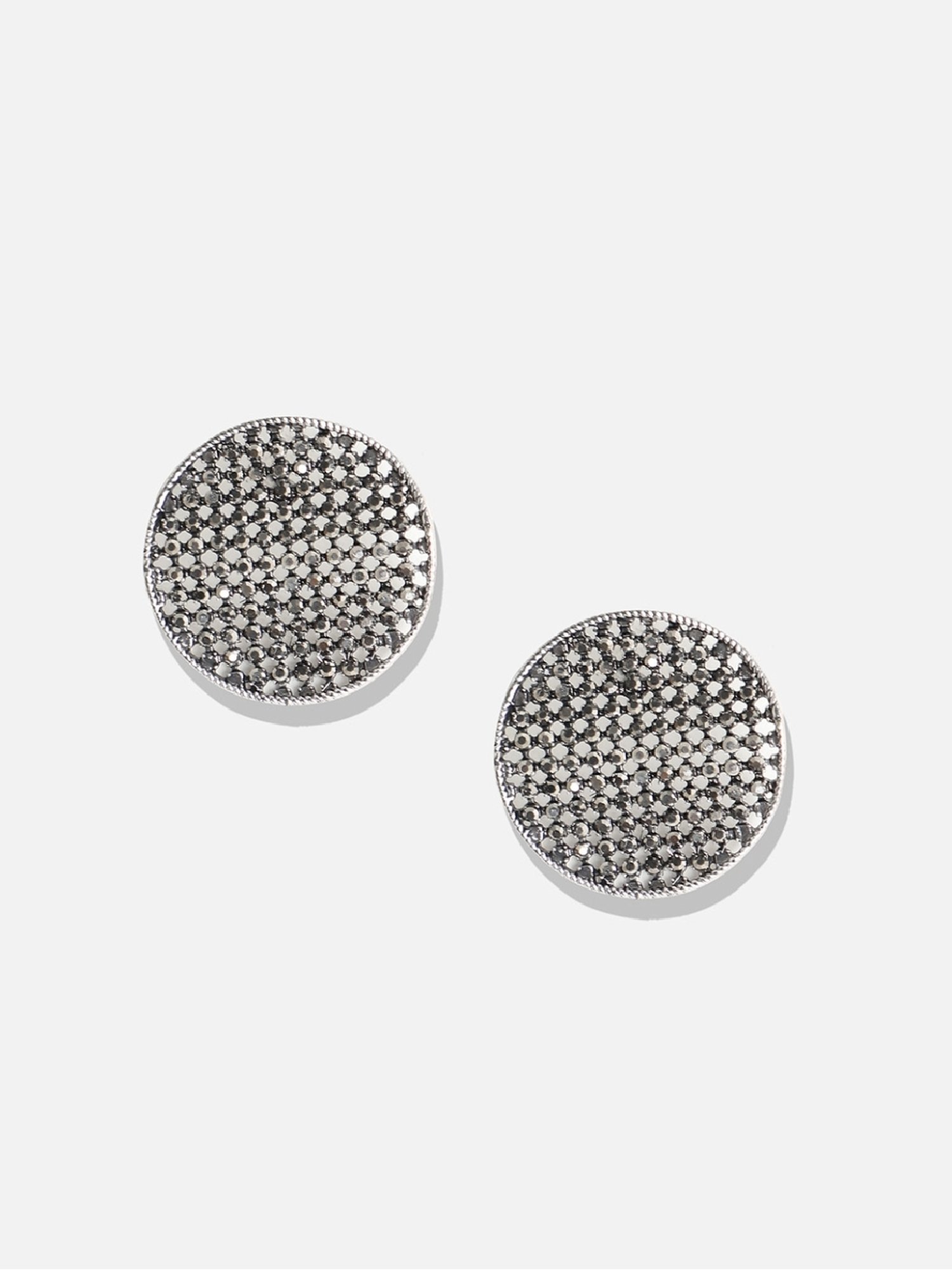 Sohi Women's Cluster Circular Stud Earrings  Silver