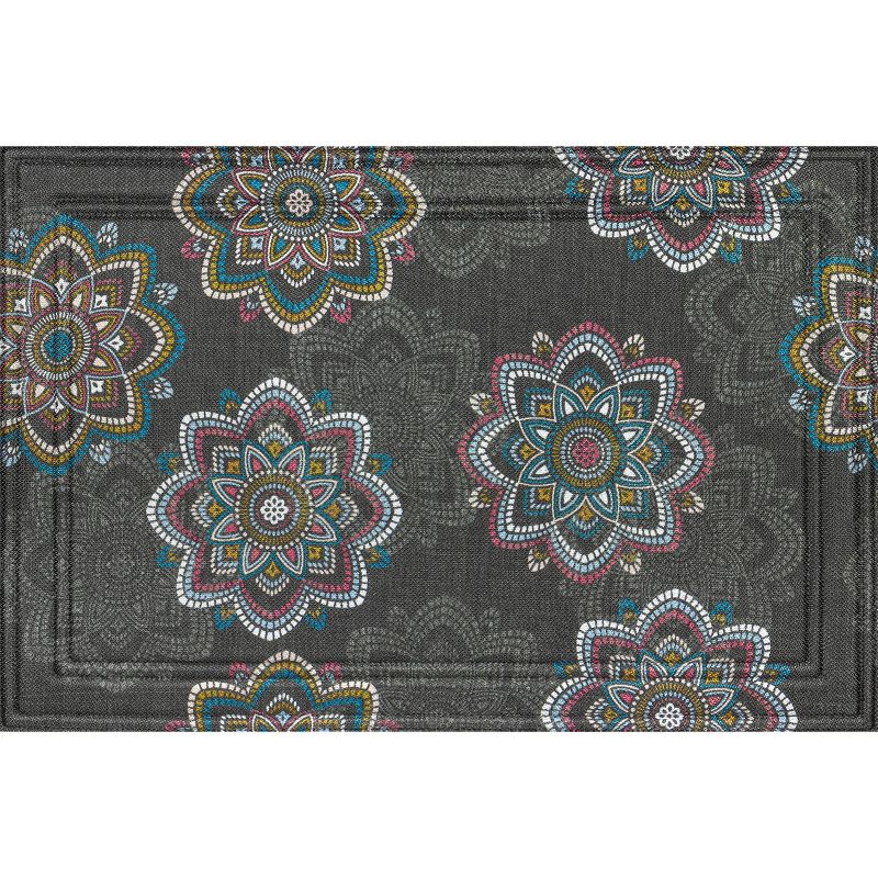 2'x3' Wyndham Weave Mini Mosaic Medallion Doormat Gray/White - Apache Mills