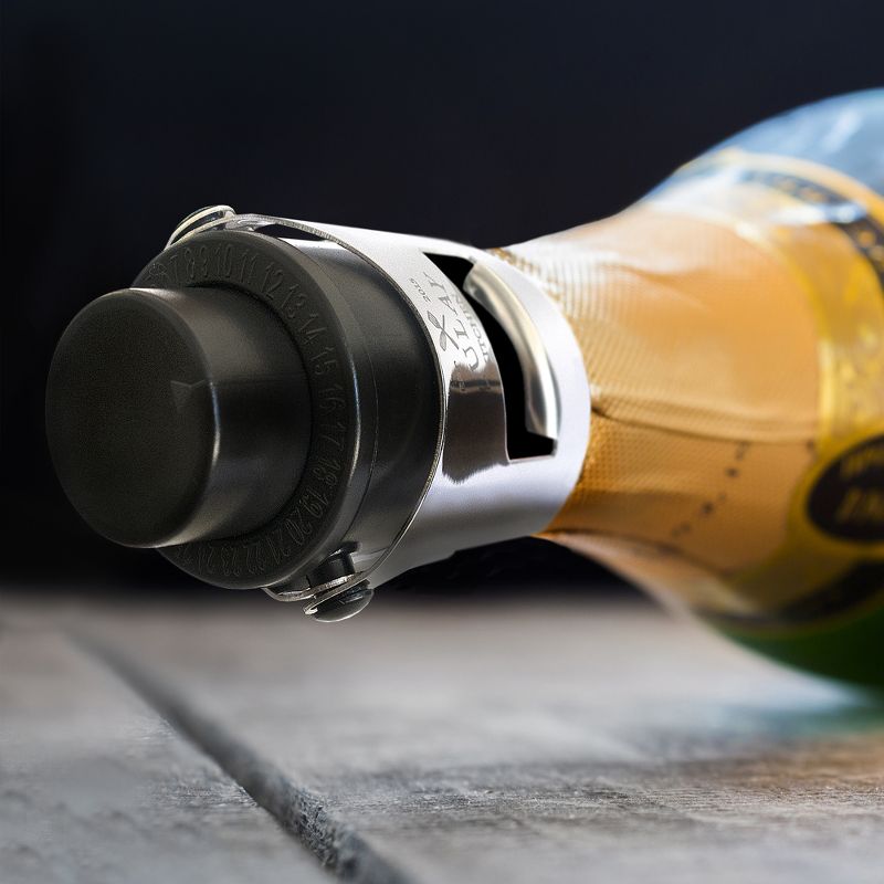 Zulay Kitchen Champagne Stopper & Cork with Built-In Pressure Pump - Black