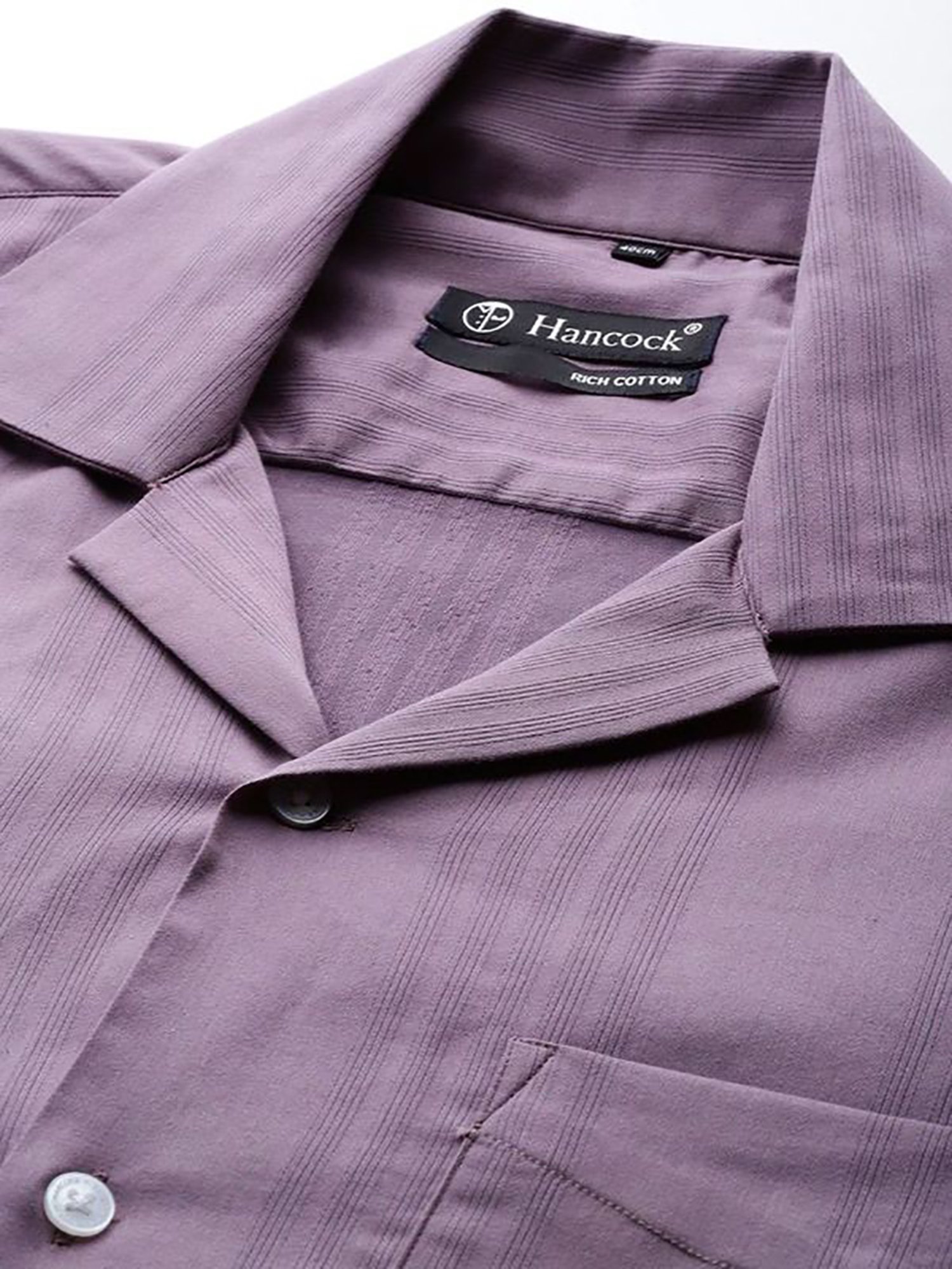 Hancock Purple Cotton Relaxed Fit Solid Shirts