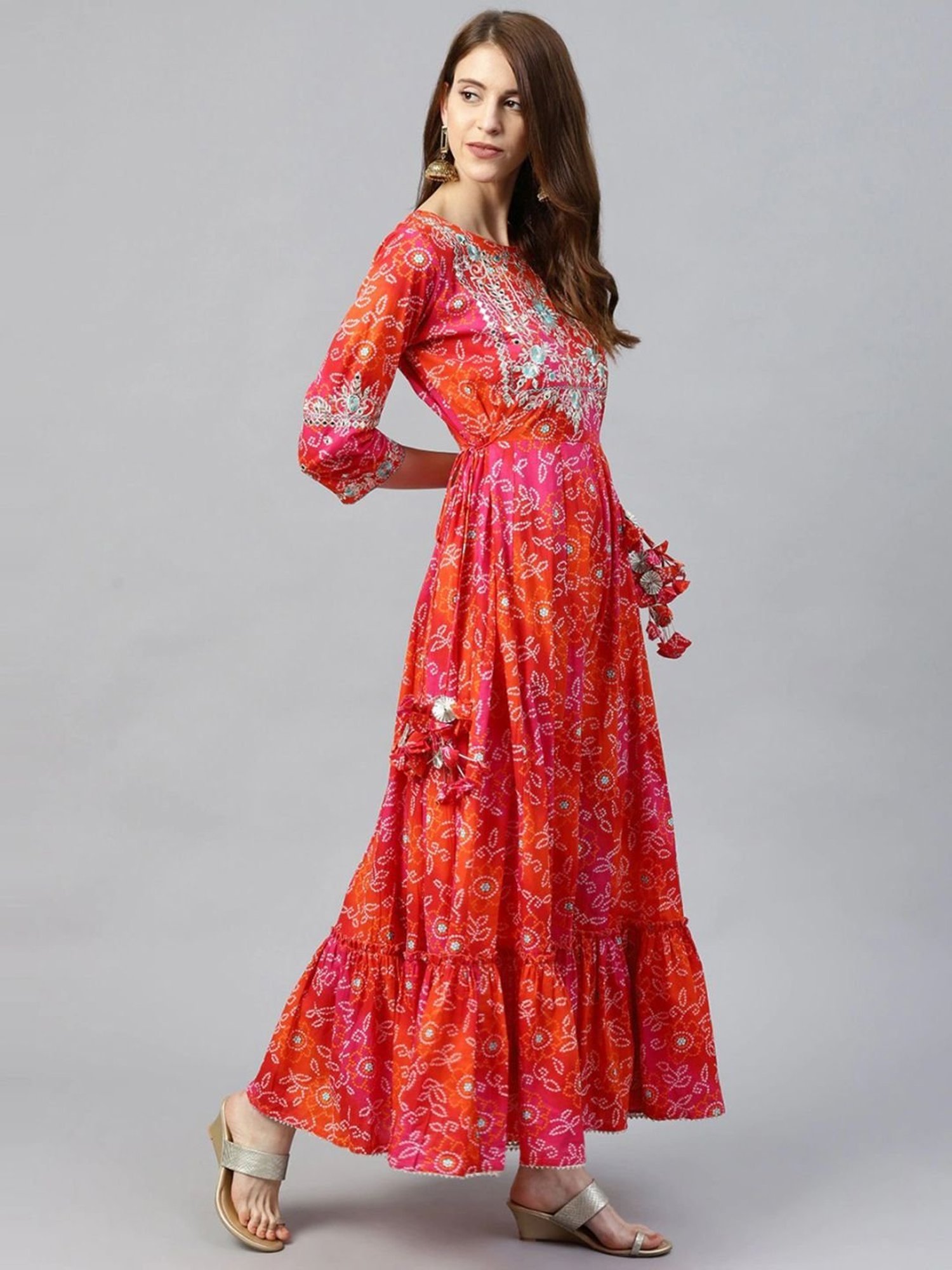 Saffron Threads Black Printed Straight Kurta