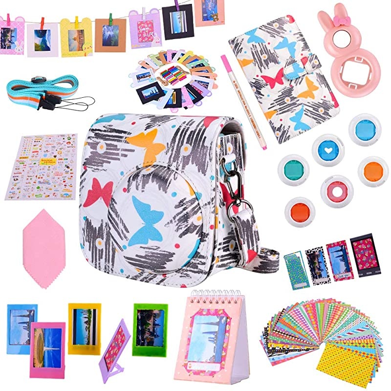 Instax Mini 9 Camera Accessories Bundles Compatible with Fujifilm Instax Mini 9 Mini 8 Mini 8+ Camera with Mini 9 Case108 Photos Mini Photo Albumetc Color Butterfly14 Items