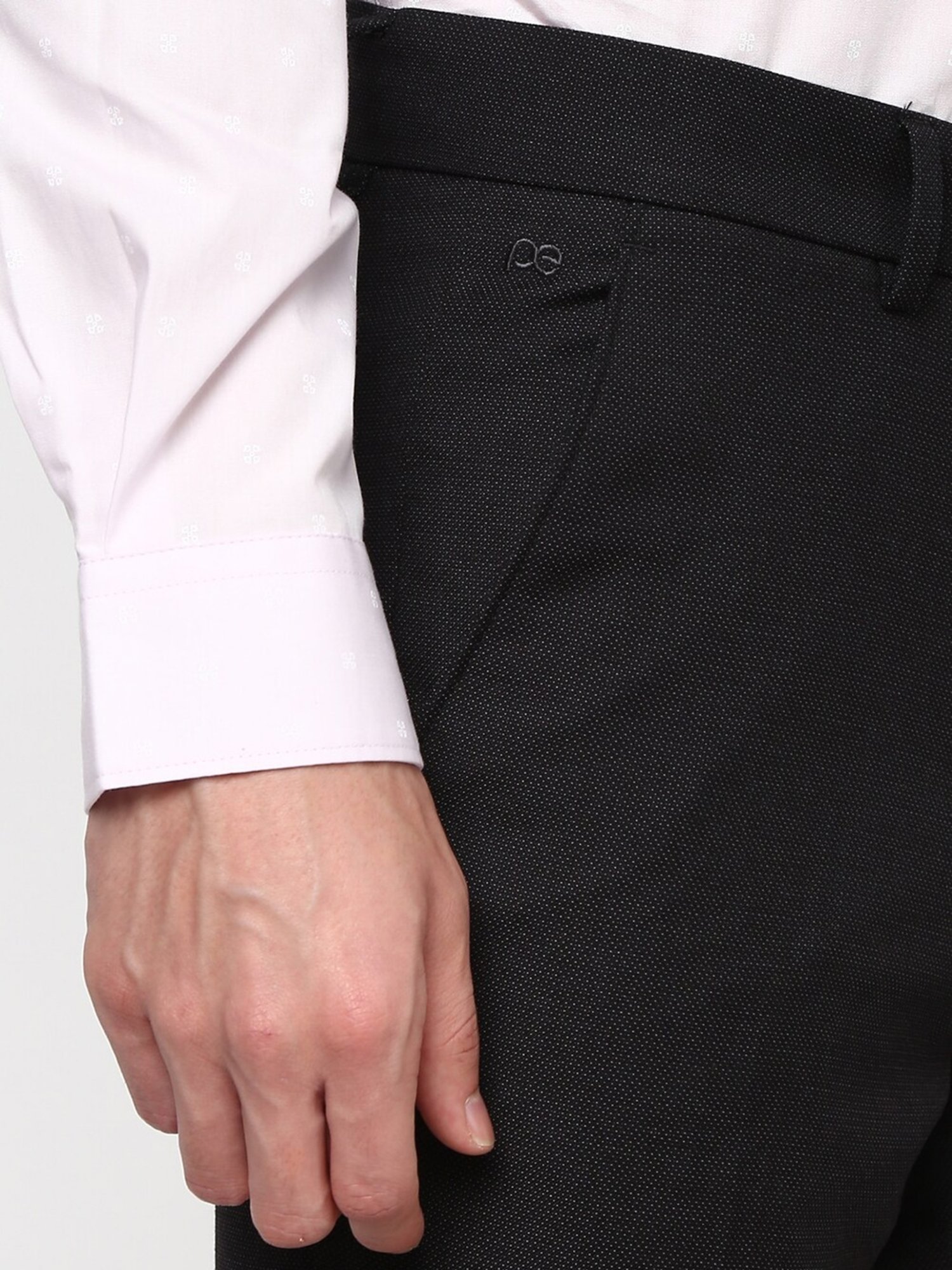 Peter England Black Slim fit Solid Formal Trouser