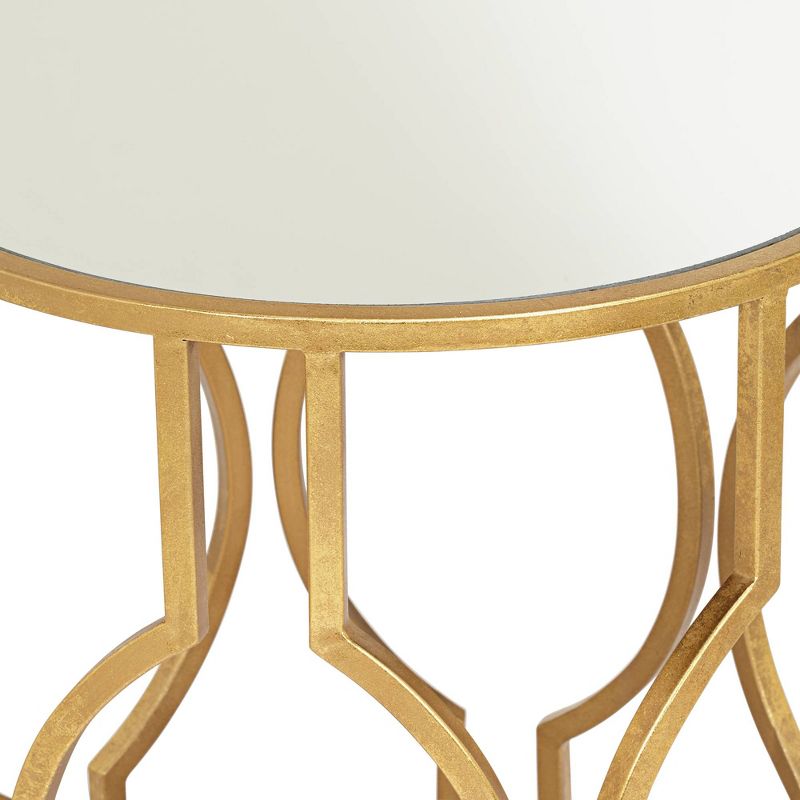 55 Downing Street Fara 20" Wide Gold and Mirrored Top Round End Table