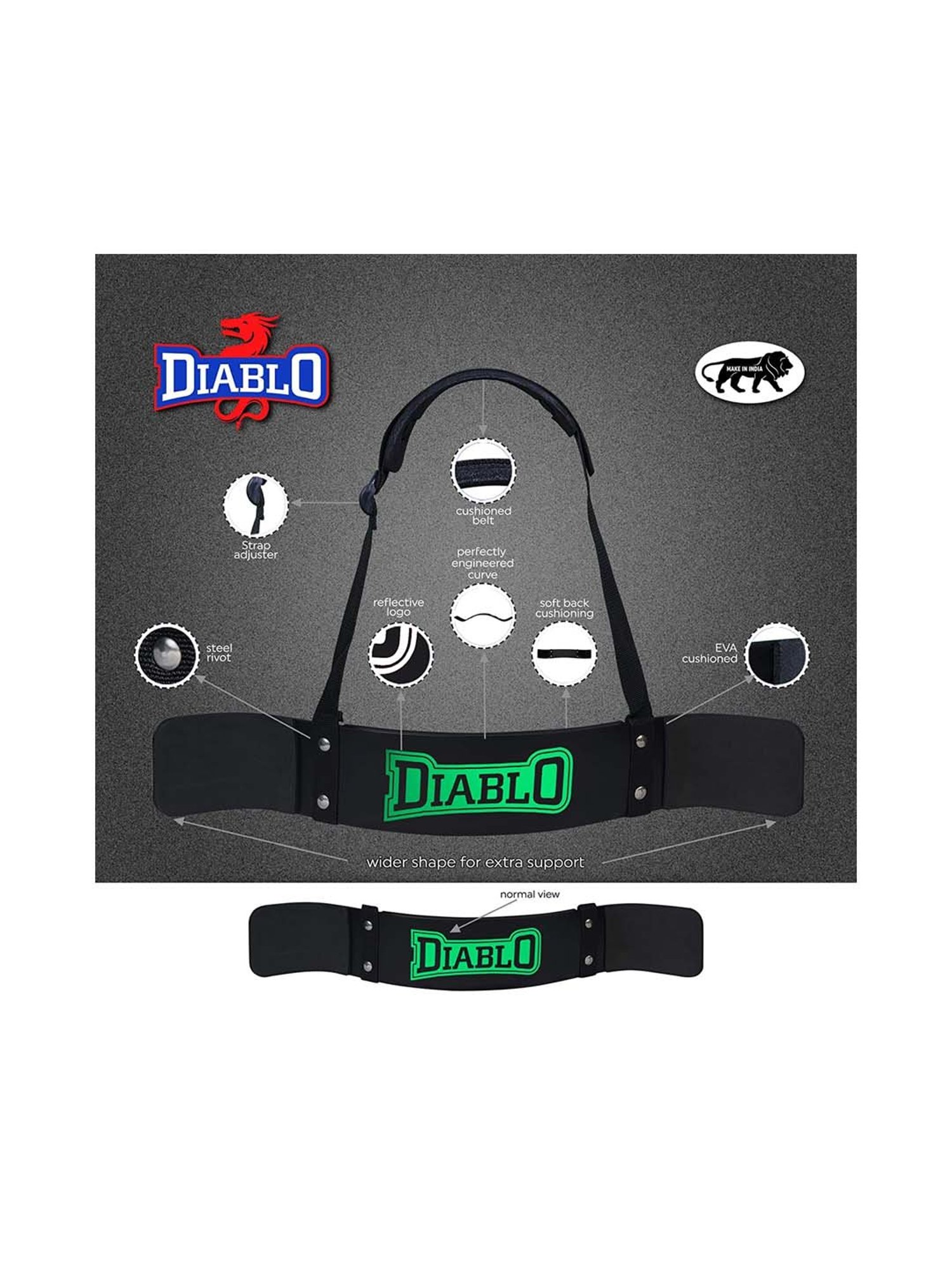 Diablo Asphalt Black & Green Arm Blaster Padded Straps