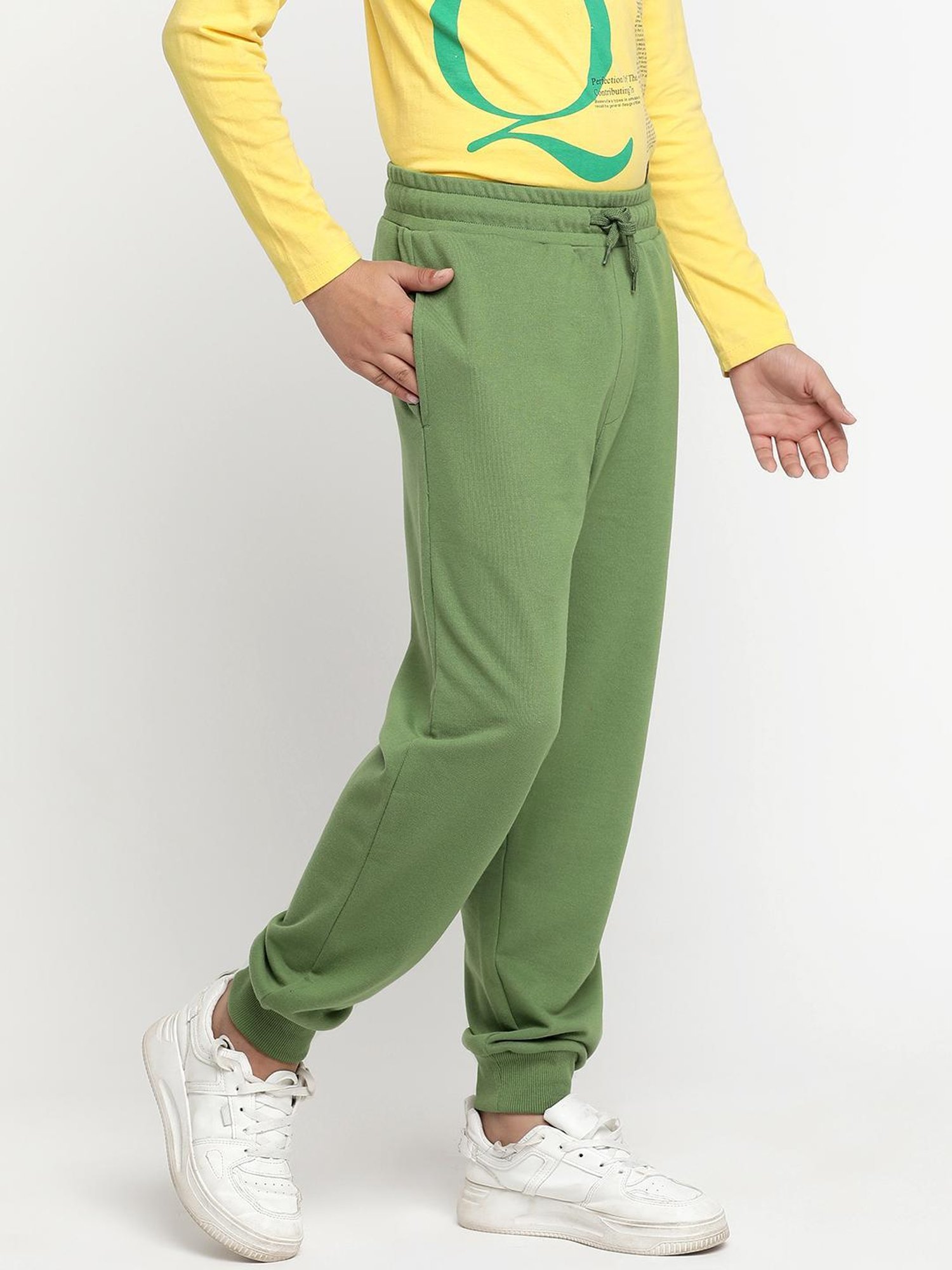 Lil Tomatoes Boys Olive Solid Trackpants