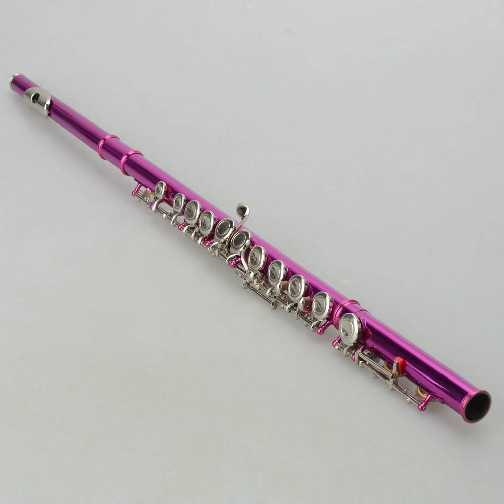 Standard Rose Red School Band Student 16 Closed C Flute with Case&Accessories