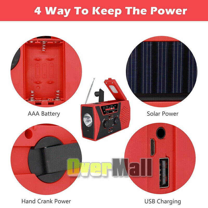 KA340 5Way Powered Rechargeable LED Camping Lantern Emergency AMFMSW NOAA Weather Alert Radio with Bluetooth Flashlight 5V USB Mobile Phone Charger MP3 Player Siren Gold