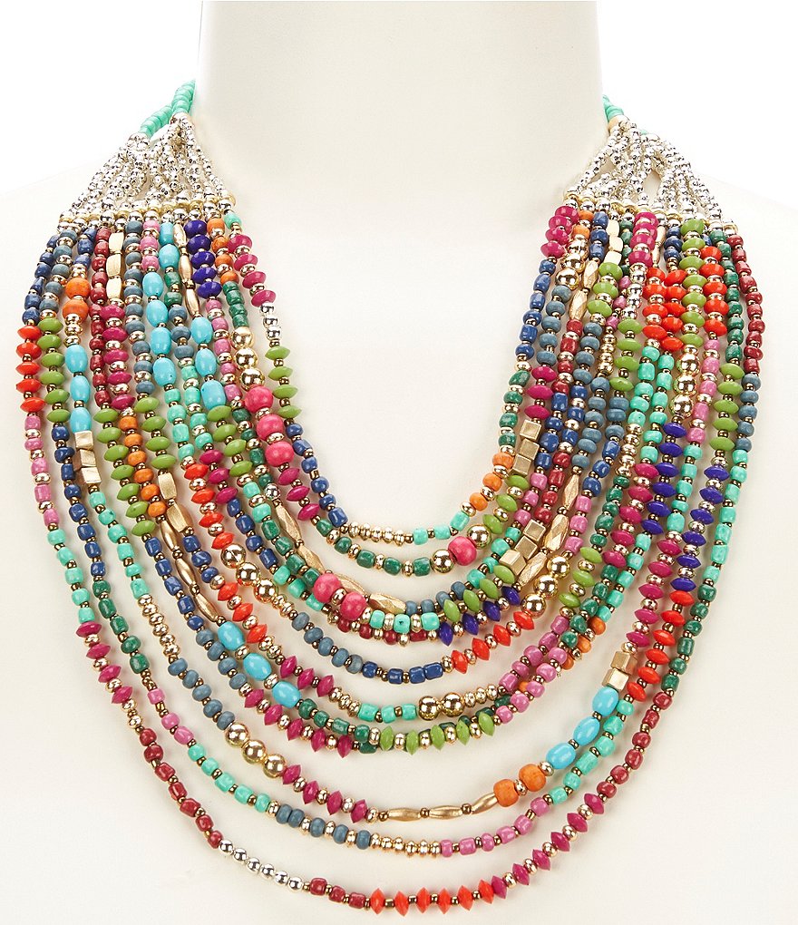 Natasha Accessories Beaded Multicolor Statement Necklace