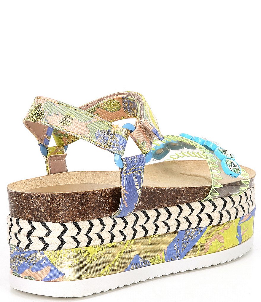 Betsey Johnson Tova Printed Embellished Detail Platform Espadrilles