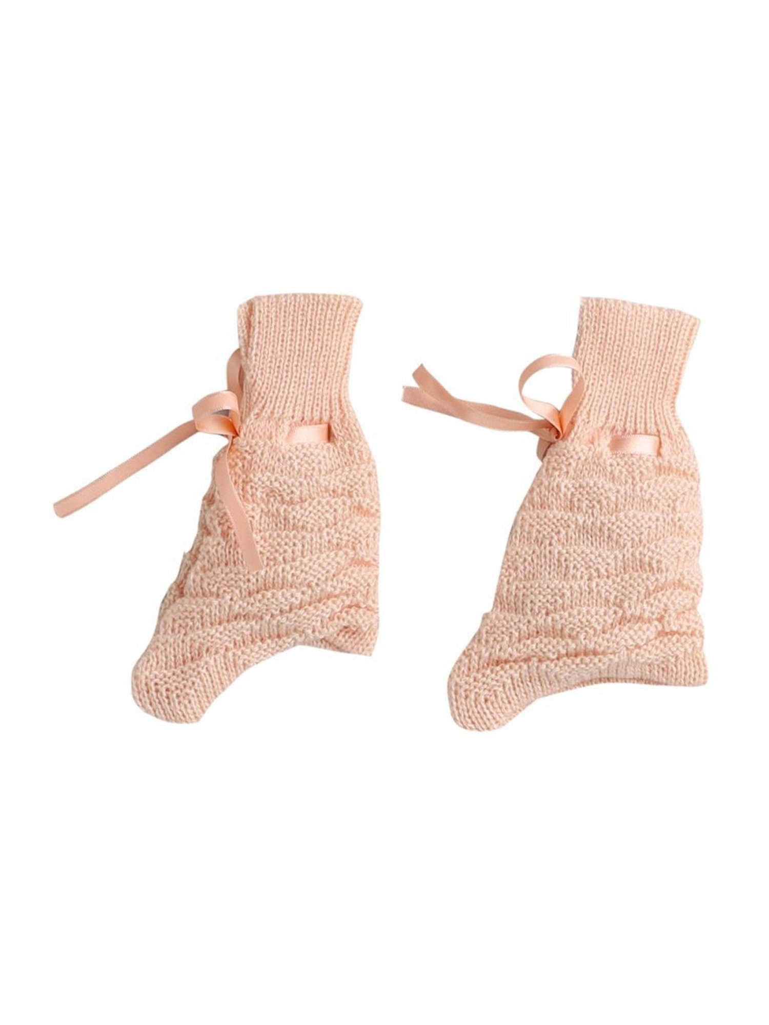 Little Angels Kids Peach Textured Pattern Full Sleeves Sweater Set